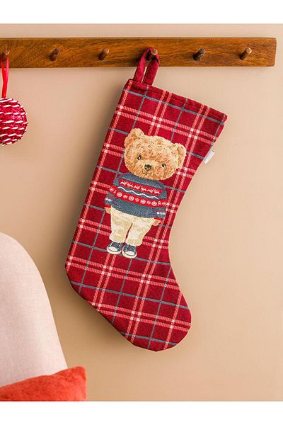 LC Waikiki LCW HOME Ornament de Crăciun șosete brodate cu ursuleț
