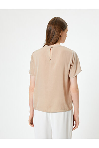 Koton Satin Aerobin Blouse - Short Sleeve, Crew Neck, Comfortable Fit