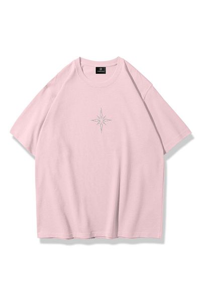 Trendiz Μπλουζάκι με ροζ Unisex Stone Printed Compass