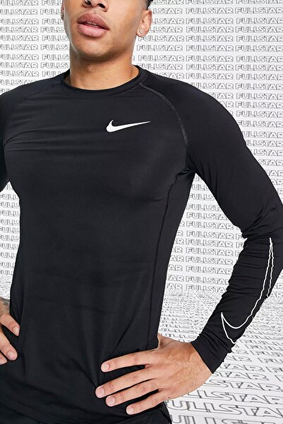 Nike Pro Dri Fit Ανδρικό μπλουζάκι με λεπτή εφαρμογή μακρυμάνικο μαύρο φούτερ