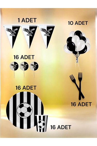 VibeHome Πακέτο 16 Personality Black White Fan M - Πάρτι γενεθλίων και διασκεδαστικές εκδηλώσεις