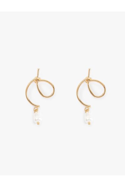 Koton Steel Blended Pearl Detailed Abstract Earrings
