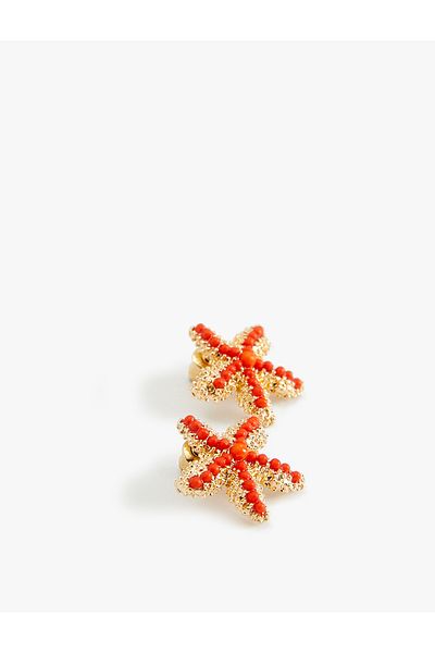 Koton Beaded Sea Star Steel Earrings