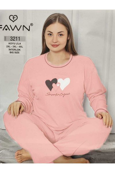 FAWN Yavruağzı Large Size Interlock Mother Pajamas Set - 3211