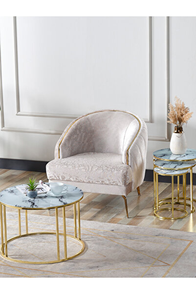 er enirey collection 4 Lü Beyaz Mermer Temperli Kırılmaz Cam Gold Metal Ayakl...