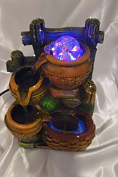 RaHan Su Şelalesi Doğa Sepet Feng Shui Akan Su Objesi Led Işık Lı