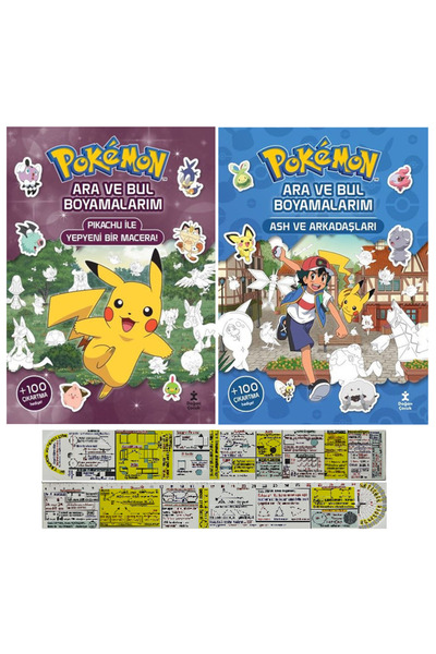 Doğan Çocuk Pokemon Ara ve Bul Boyamalarım Pikachu + Ash 2 Kitap + Mat. Öğret...