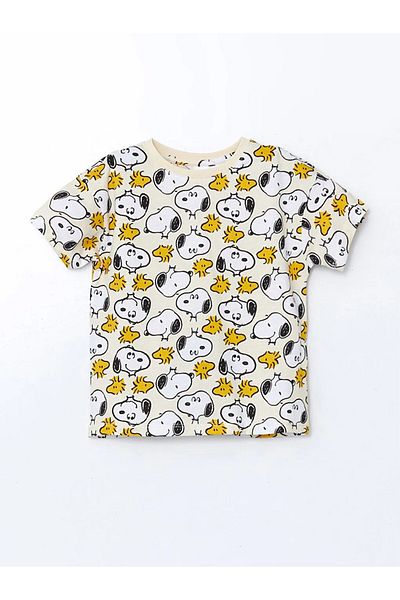 LC Waikiki Lcw Kids Ecru Crew Neck Snoopy Printed Boys Pajamas Set