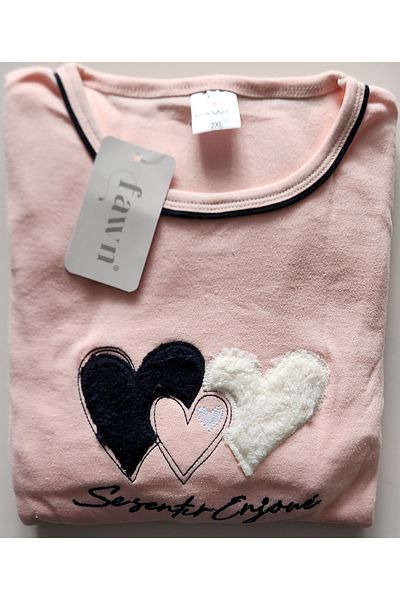 FAWN Yavruağzı Large Size Interlock Mother Pajamas Set - 3211
