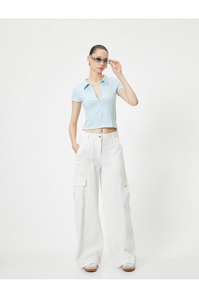 Koton Tricou polo cu fermoar cu mânecă scurtă, slim fit