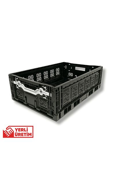 ALPBX 37-литрова сгъваема черна кошница - 60x40x18 см, органайзер за храна