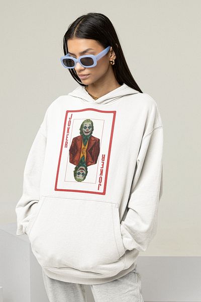 SEVBANO Joker Design Card Printed Unisex Oversize Hoodie