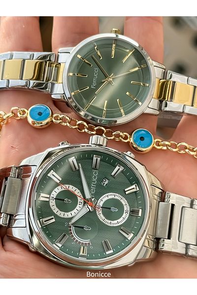 Ferrucci Colorful Steel Band Lover Watches - with Rosary and Bracelet Gift