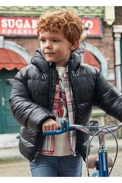 MAYORAL Boy's Shiny Puffer Coat, Ages 4-9, Black