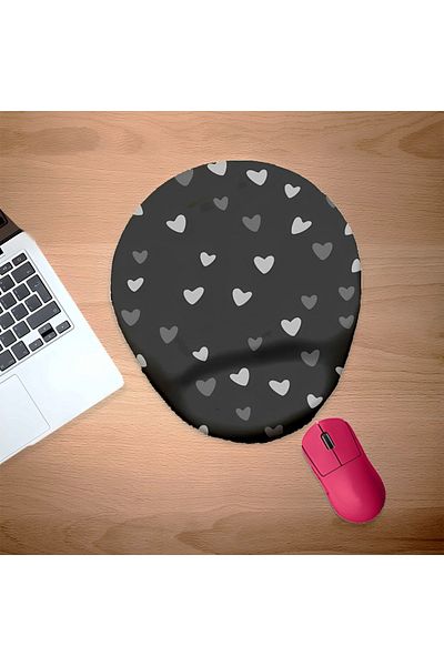 HobiShop Подложка за мишка Little Black and White Hearts за китка