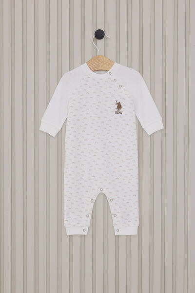 U.S. Polo Assn. Baby Boy Booties Jumpsuit Cream