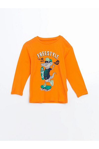 LC Waikiki Lcw Kids Orange Crew Neck Boy Pajamas Set