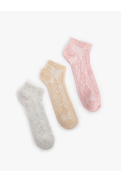 Koton Set de 3 șosete papuci cu textura multicoloră