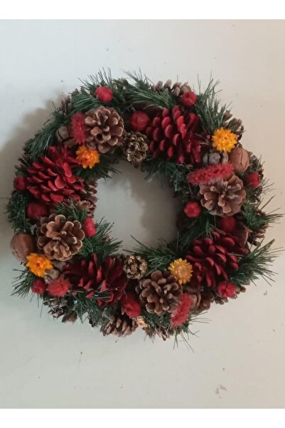 Accessories Doğal Kapı, Duvar Kapı Süsü. Yılbaşı Çelenk. Yeniyıl Hediyelikler. 30 cm