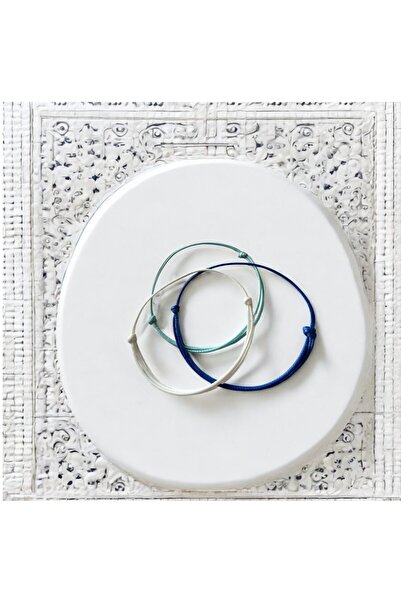 LA TINY AKSESUAR سوار حبل أبيض وأزرق للجنسين مكون من 3 قطع