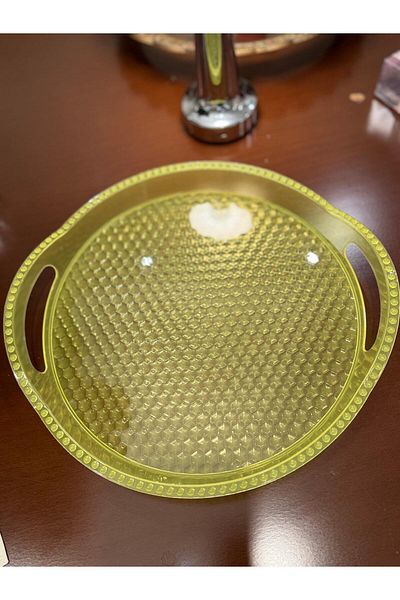 Minty Life Monocrystalline Yellow Transparent Party Christmas Presentation Tray (Yellow Round)