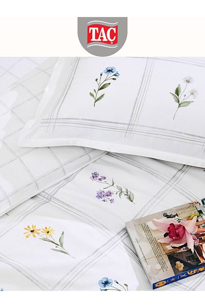 Taç Set cuvertură dublu din satin din bumbac organic Harmony Green