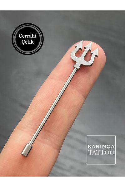 Karınca Piercing Poseidon Spear Ear Industrial Bridge Piercing (Ant Tattoo)