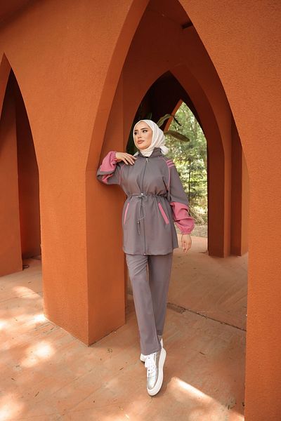 MİMİ Luxury Wear Σετ Φούτερ Hijab με φερμουάρ - Σετ των δύο