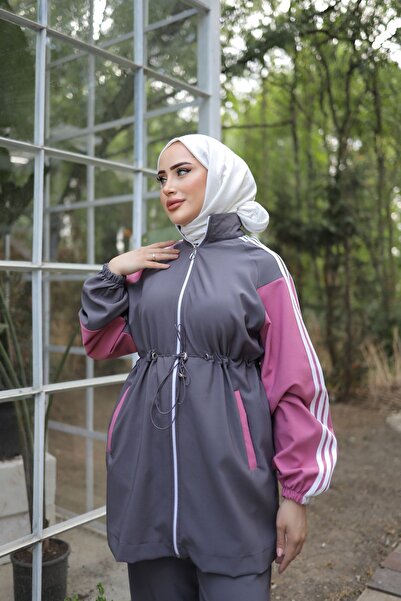 MİMİ Luxury Wear Zippered Hijab Tracksuit Set - Set of Two