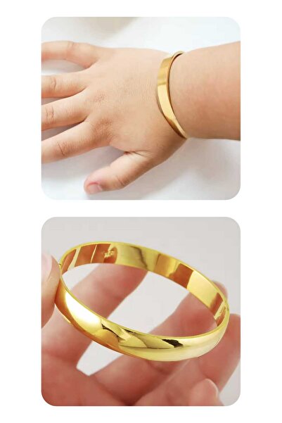 Eva Rose 1-12 Yaş Kız Çocuk Kız Bebek Altın Kaplama Düz Ajda Bilezik