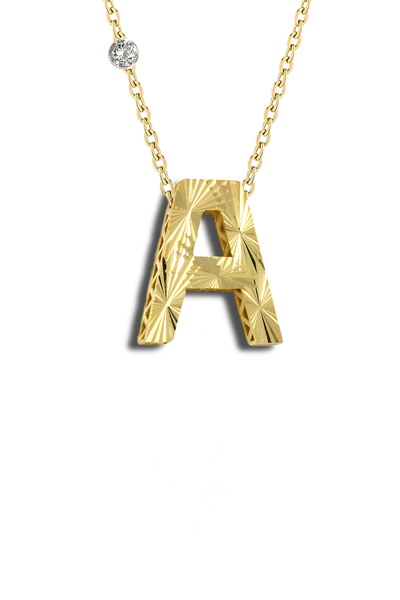 Demas Gold Pırlanta 14 Ayar Altın Kalemli A Harfi Kolye