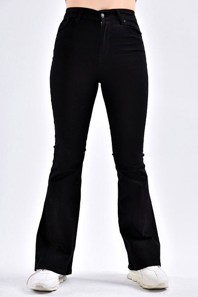 LİMABEL Cadiz Black Flared Leg Jeans Women's Extra High Waist Jeans
