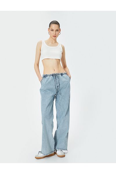 Koton Pantaloni oversize Parachute denim - Talie standard, buzunare, legat - Parachute Jeans