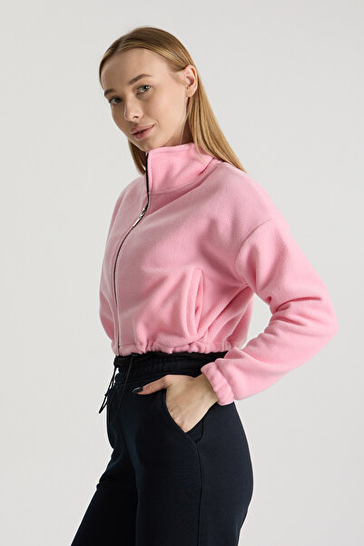 Perché Women's Fleece Full Zip Crop Stand Collar