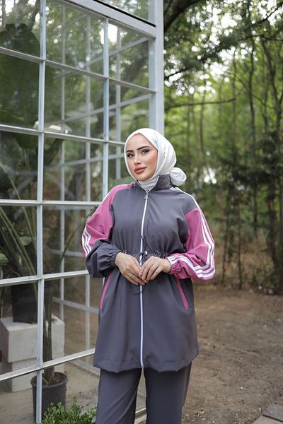 MİMİ Luxury Wear Zippered Hijab Tracksuit Set - Set of Two