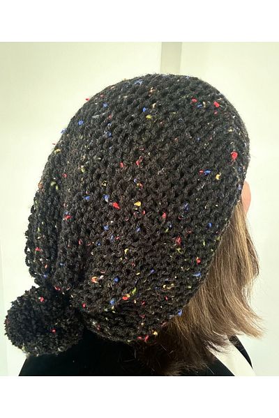 alsaccessories Hand Knitted Black Color Painter Model Pompom Women's Beanie, Hat, Hair Accessory