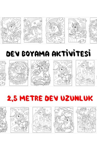 Parti Tasarla Unicorn Themed Giant Coloring Paper - 2.5 Meters and 5 Meters - Painting Activities