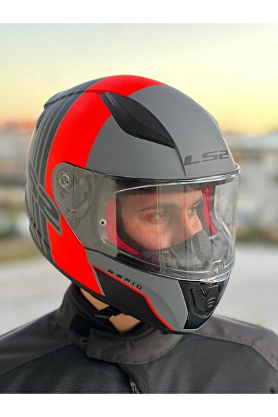 LS2 Rapid Multiply Mat Gri-kırmızı Kask