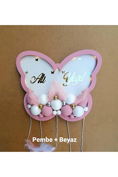 CNGZSHOP Kişiye Özel İsim Yazılı El Işi Led Işıklı Kelebek Tasarımlı Bebek Od...