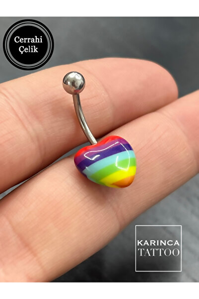 Karınca Piercing Gökkuşağı Renkli Moda Göbek Piercing Kalp Pride Flag