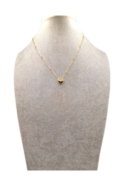 Han Ticarethane Gold Color Ball Chain Heart Model Steel Necklace
