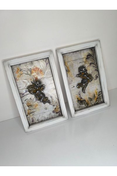 IremTasarimAtolyesi 2-Piece Angel Panel Painting - Duar Decoration Products, Decorative Object