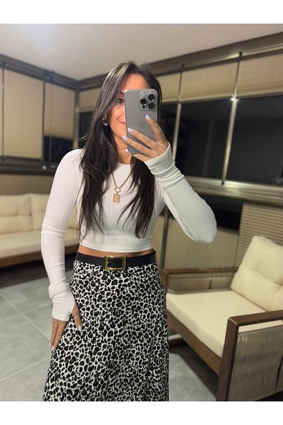 caddstore Fusta moale cu model leopard crem