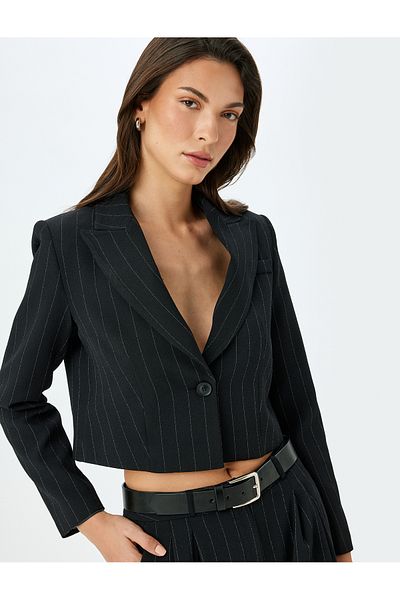 Koton black Leopard Print Quilted Jacket