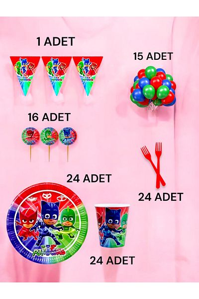 VibeHome 24 Person Pijamask Themed m Pack - Birthday Party and Fun Events