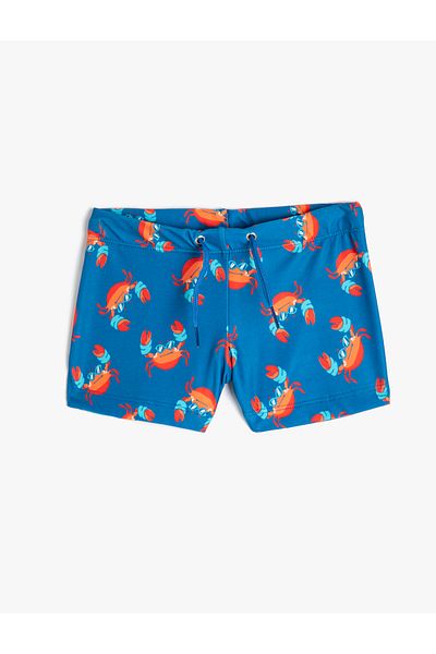 Koton Badeshorts mit Krabben-Print und Bindegürtel
