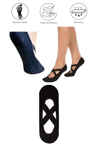 marufshop Чорапи за йога, пилатес, фитнес, танци и спорт с неплъзгаща се основа, 1 брой