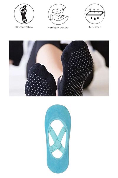marufshop Чорапи за йога, пилатес, фитнес, танци и спорт с неплъзгаща се основа, 1 брой