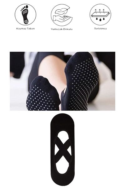 marufshop Чорапи за йога, пилатес, фитнес, танци и спорт с неплъзгаща се основа, 1 брой