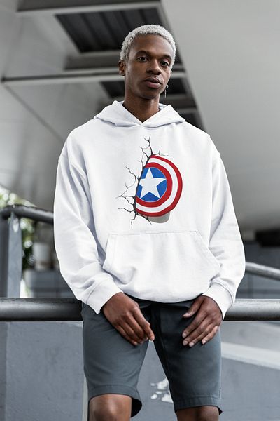 SEVBANO Marvel Captain America Printed Unisex Oversize Avengers Hoodie